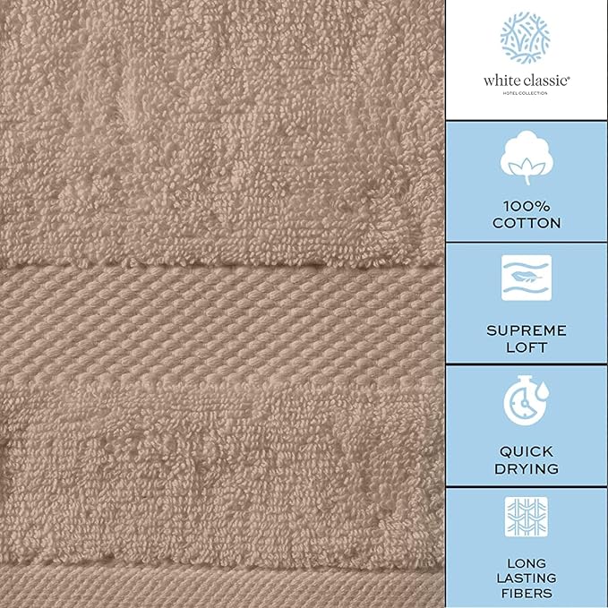 White Classic Luxury Soft Bath Sheet Towels - 650 GSM Cotton Luxury Bath Towels Extra Large 35x70 | Highly Absorbent and Quick Dry | Hotel Collection Extra Large Bath Towels Oversized, Taupe, 2 Pack