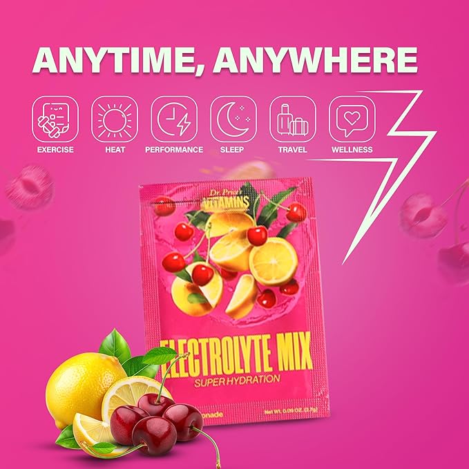Dr. Price’s Electrolyte Mix | Sugar-Free Hydration Powder with 72+ Trace Minerals | No Sugar, Fast-Dissolving Electrolytes Powder Packets | Cherry Lemonade (30 Packs)