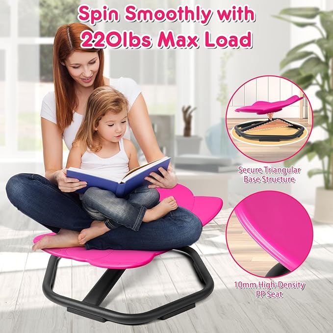 Elephant Swivel Chair for Kids, 360° Spinning Seat, Toddler Sit and Spin Wobble Chair, Sensory Balance Toys, Autism ADHD Chairs, Play Equipment Relief Motion Sickness for Boys Girls (Pink)