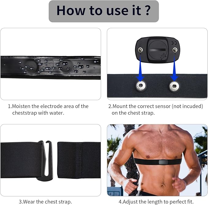 Heart Rate Monitor Chest Strap Replacement Band HR Sensor Adjustable Soft Belt Compatible with Polar Garmin Wahoo