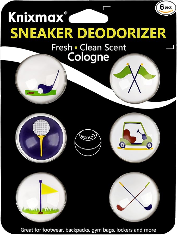 Knixmax Sneaker Deodorizer Shoe Freshener Balls, Boot Odor Eater Deodorizing Ball Sneaker Deodorants, Gym Bags Lockers Car Air Fresheners, 6 Packs Cologne Golf