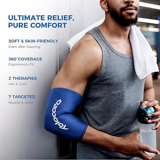 Elbow and Knee Ice Pack - Cold Ice Sleeve with Reusable Gel & Cold Therapy Compression for Knee, Shin Splints, Calf Strain, Flexible Ice Pack forTennis Elbow, Tendinitis (Medium (Pack of 1), Blue)