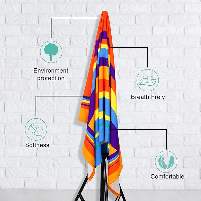 Genovega 2 Packs Oversized Terry Beach Towel 36 x 72 in Soft Extra Large Long Pool Swim Towels Clearance XL Big Travel Blanket Must Haves Vacation Essentials for Adult Blue Yellow Strips