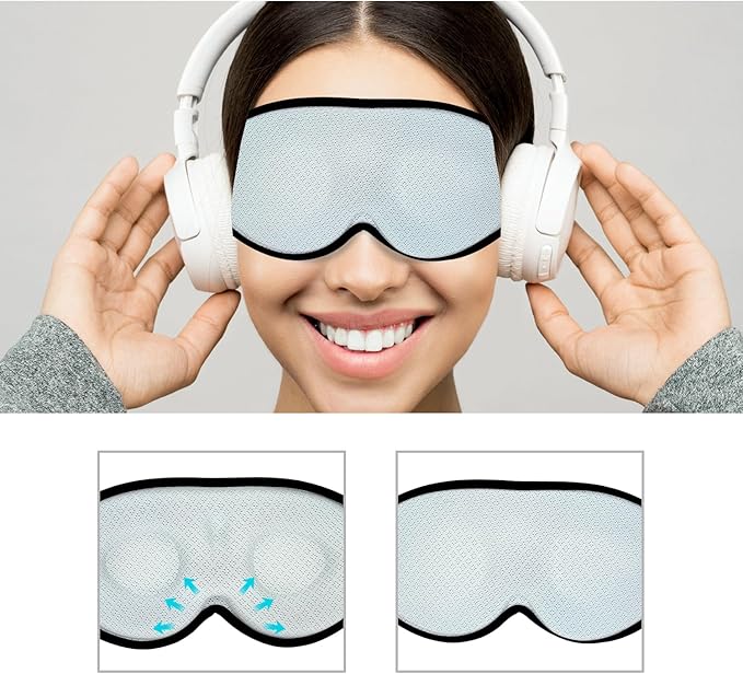 3D Sleep Mask, 100% Blackout 3D Contoured Sleep Eye Mask, Comfortable & Super Soft Sleeping Mask with Adjustable Straps for Women, Men, Sleeping Travel Yoga Naps (Baby Blue)
