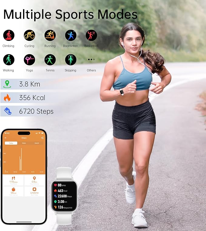 Smart Watch for Women Men (Answer/Make Call), Fitness Tracker, 1.83" HD Screen with 24-Hour Heart Rate/Sleep Monitor, IP68 Waterproof, 130+ Sports Modes, Smartwatch for Android iOS, White