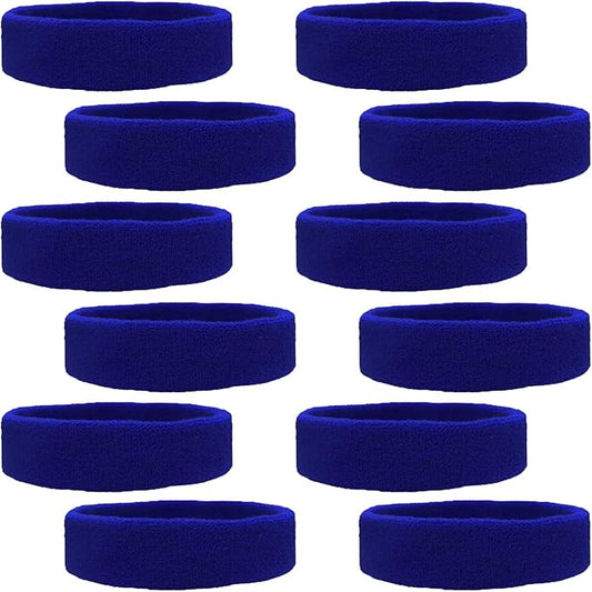 12 Sweatbands Cotton Sports Headbands Terry Cloth Moisture Wicking Athletic Basketball Headband by Kenz Laurenz