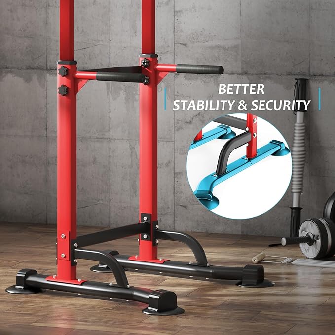 DlandHome Power Tower Pull Up Dip Station Multi-Function Fitness Equipment for Strength Training Adjustable Height Dip Stand for Home Gym