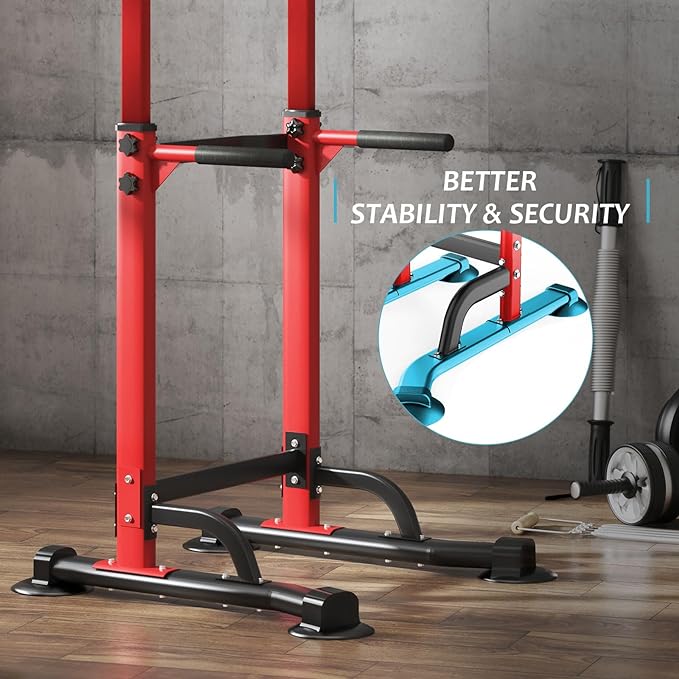 DlandHome Power Tower Pull Up Dip Station Multi-Function Fitness Equipment for Strength Training Adjustable Height Dip Stand for Home Gym