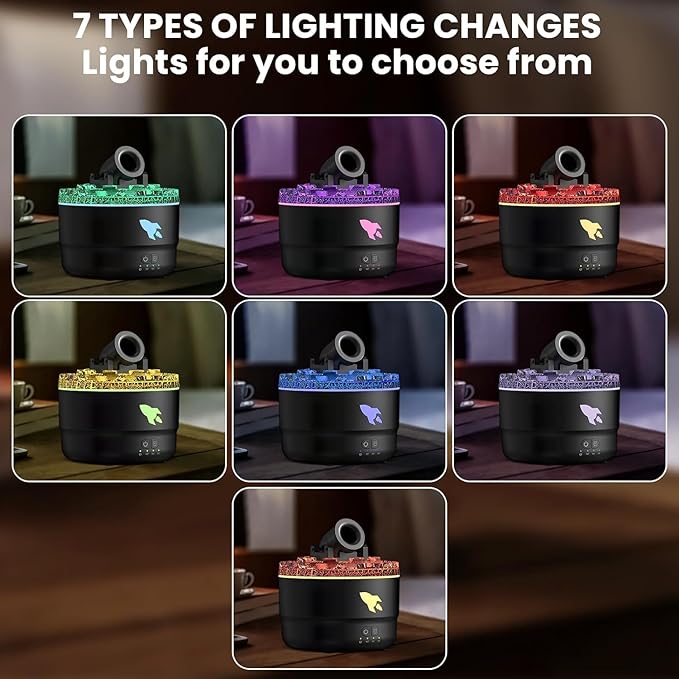 Cannon Blast Aroma Humidifiers, 7 Color LED Volcanic Humidifiers Diffuser, 2 Mode Creative Turret Cool Mist Air Aromatherapy Humidifier, Gifts for Boys Girls Bedroom (Black)