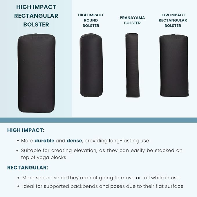 Everyday Yoga Premium Bolster, Meditation Pillow, Super Soft & Lightweight with Carry Handle - Firm Support for Restorative Yoga, Multi-color