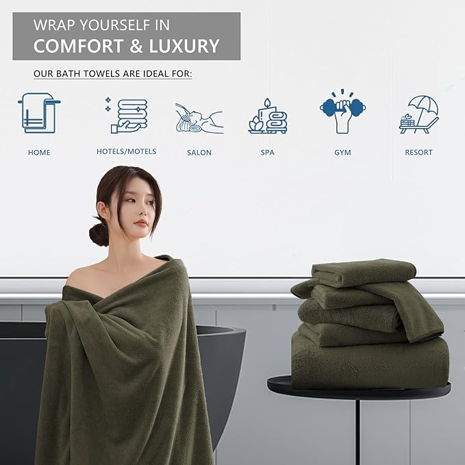 Extra Large Bath Sheet 4 Piece (35"x70")-Ultra Soft Oversized Bath Towel,Bath Sheet Towel Set for Bathroom Hotel,Highly Absorbent Quick Dry Shower Towel Set for Adults,Bathroom Towel-Brown