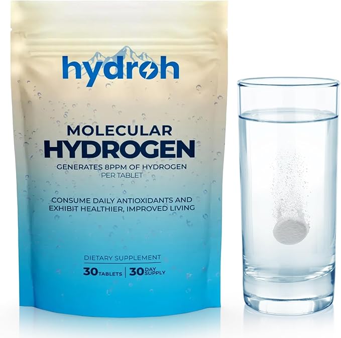 Hydrogen Water Tablets, Molecular Hydrogen Tablets for Drinking Water, Antioxidant-Rich, Supports Brain Energy & Health - Quick-Dissolving - Unflavored H2 Tabs - (30-Day Supply)
