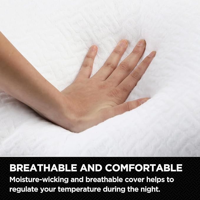 Brookstone TempSense Down Alternative Pillow Set - Standard/Queen Size Bed Pillows for Adults, Comfortable and Supportive Bedroom Pillows for Bed, Ideal for All Sleep Positions - 2 Pack, S/Q-White