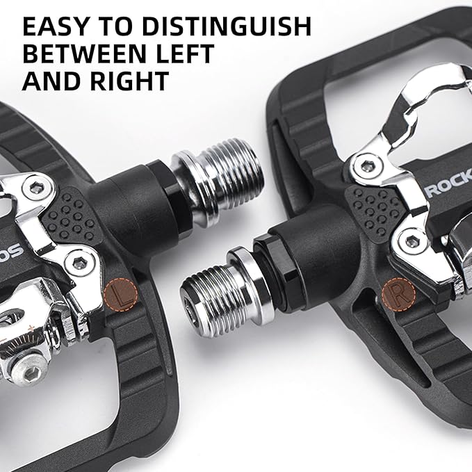 ROCKBROS Mountain Bike Pedals Dual Function Sealed Clipless Flat Platform Compatible with SPD Bicycle Pedals for Mountain Bike MTB Pedals Flat