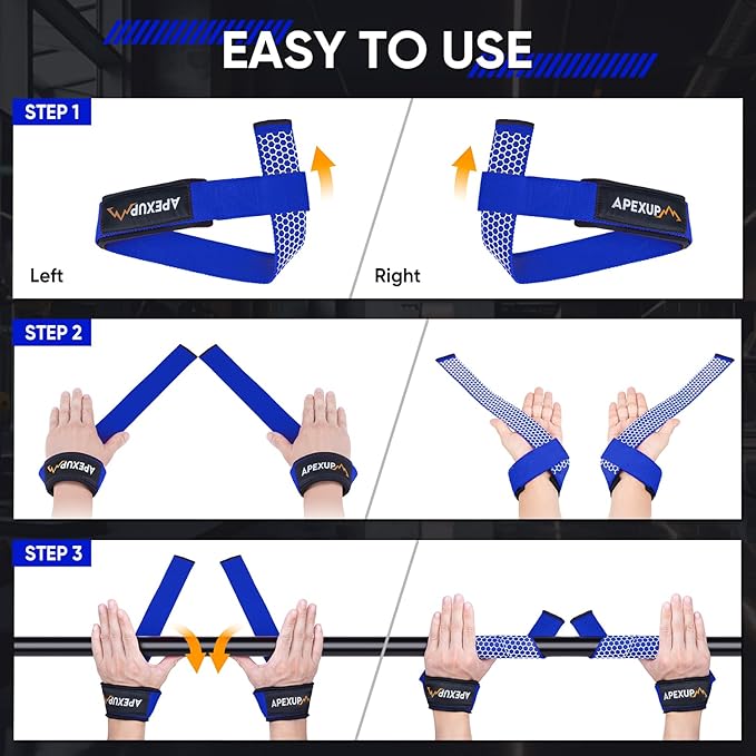 APEXUP Weight Lifting Straps for Weightlifting, Lifting Wrist Straps Gym, Deadlift Strap, Anti Slip Silicone Weightlifting Strap Men Women Powerlifting, Strength Training
