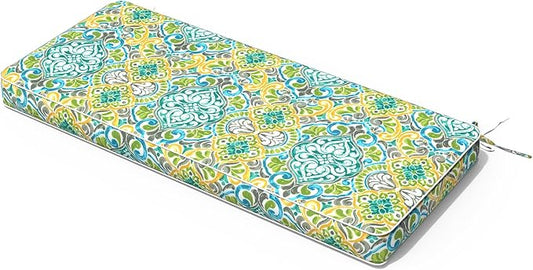 Outdoor Bench Cushion, Patio Furniture Cushion 42 x 18 x 3 Inch, Water Resistant Garden Sofa Swing Pad Settee Loveseat Couch Replacement Cushion, 1 Pack,Damask Green