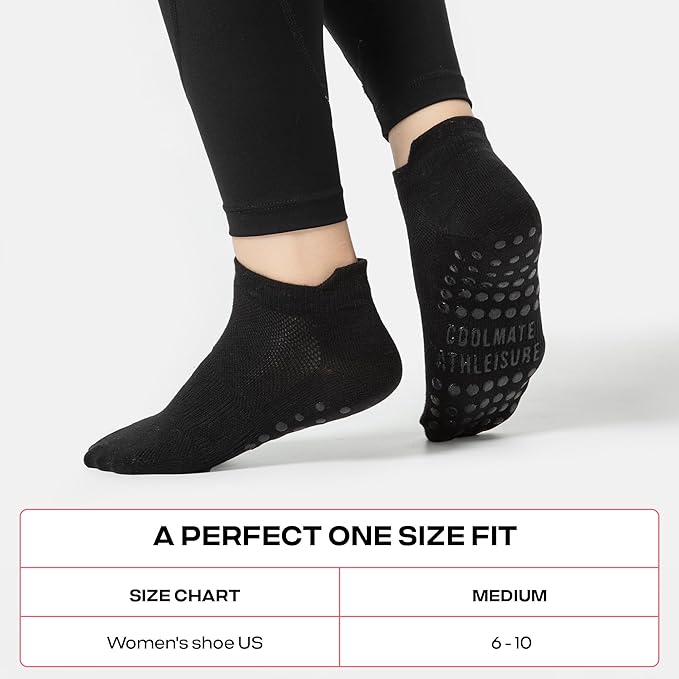 CoolMate Pilates Socks with Grips for Women, Yoga Socks, Crew Non Slip Women for Workout, Barre, Pilates Gifts