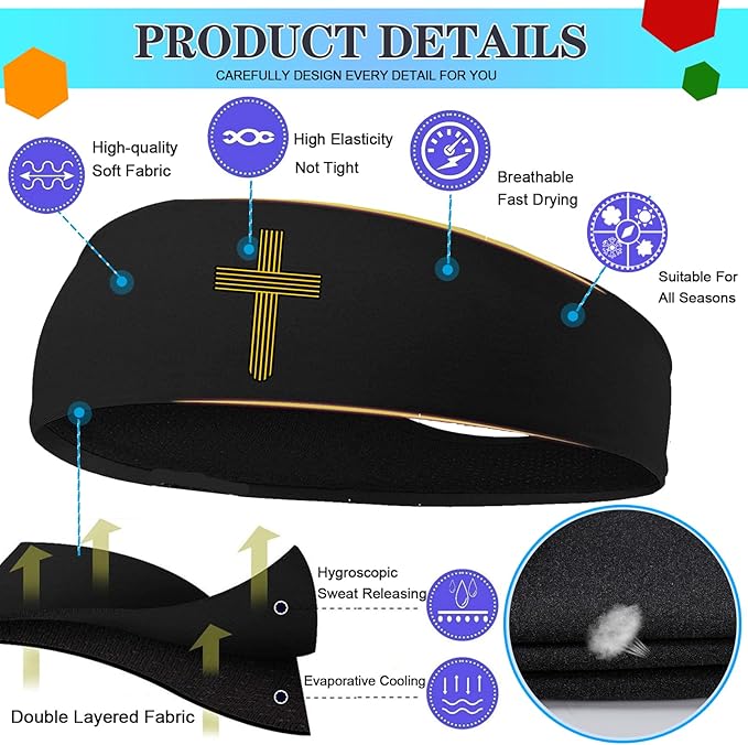 3pcs Headbands for Men Sports Sweat Bands Sweatbands for Mens Workout Running Headbands for Men
