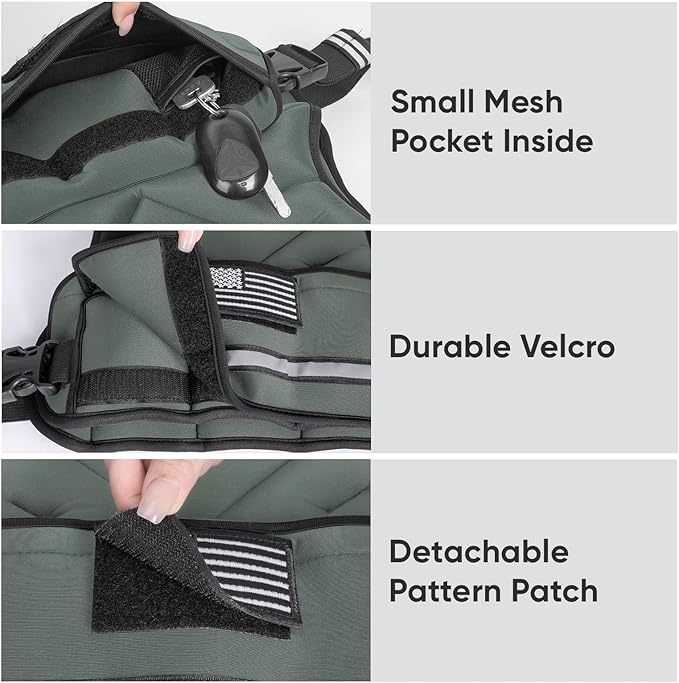 APEXUP Adjustable Weighted Vest, 4-10lb/12-18lb/20-32lb Vest with 6 Ironsand Weights and Large Pocket, Weight Vest for Men Women Strength Training, Running, Walking