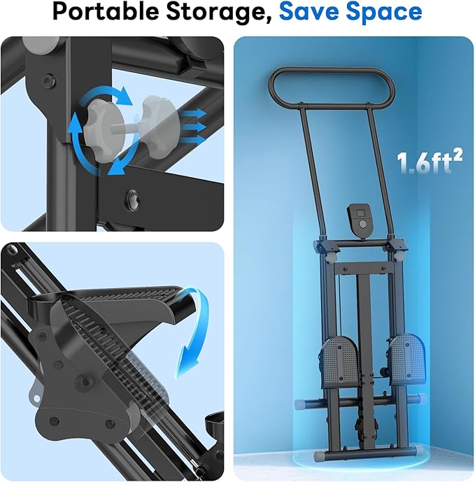 ERGOLIFE Stair Stepper with 6-Level Adjustable Resistance, 350lbs Upgrade Foldable Stairmaster Machine for Home Gym Workout, Cardio Stair Climber with Low Noise