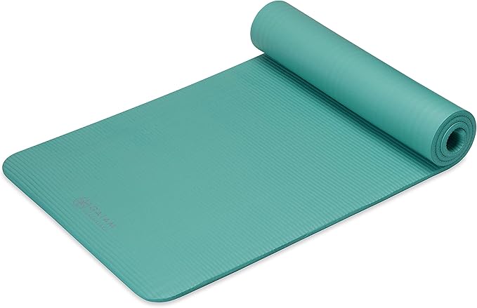 Gaiam Essentials Thick and Thin Yoga Mat Fitness & Exercise Mat with Easy-Cinch Carrier Strap