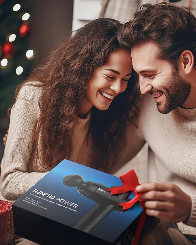 RENPHO Massage Gun Deep Tissue with 12mm Amplitude, Percussion Muscle Massage Gun, Portable Electric Handheld Massager Gun, LED Touch Display Carry Case Power