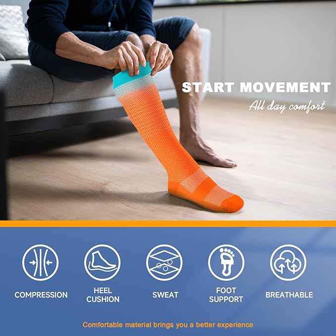 bropite Halloween Compression Socks for Women & Men-Pumpkin Ghost 6 Pairs 20-30mmhg Support Running Nurse Travel