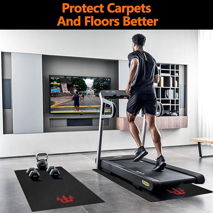 Treadmill Mat for Hardwood Floors/Carpet/Tile 6mm Thick - Exercise Equipment Mats, Peloton Bike Mat, Exercise Bike, with Non-Slip Sweat-Proof for Peloton/Cycling Under Floor/Hard Wood/Concrete Protect