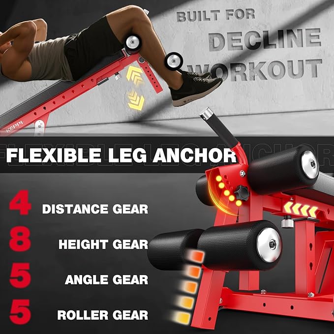 KeppiFitness Weight Bench - 1500LBS Capacity Workout Bench, 17” Bench Press Height, 11+8 Adjustable Weight Bench with Flat/Incline/Decline Angle and Vertical Storage - Bench6000 Series