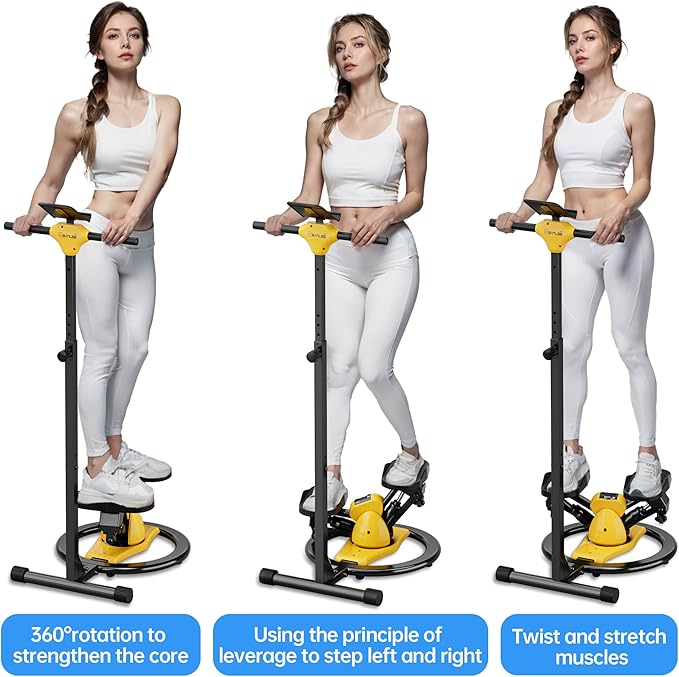 2-in-1 Twist Stepper with Adjustable Handlebar | Added 360° Twisting Function, Quiet Steppers for Exercise at Home, Stepper Machine with 300 LBS Capacity for Full Body Workout, with LCD Monitor