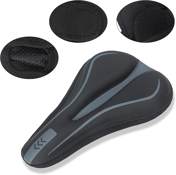 Bike Seat Cover Bicycle Saddle Cushion,Gel Padded Bike Seat Cover for Men Women,Bike Seat Cushion Fit for Stationary,Exercise,Road,Mountain Bike