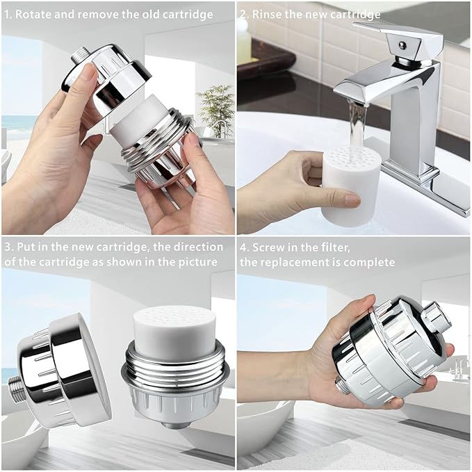 2 Pack 18 Stage Shower Filtered Cartridges, Replacement Multi-Stage Shower Head Filter Cartridge - Longest Lasting High Output Universal Shower Filter Blocks Chlorine & Toxins