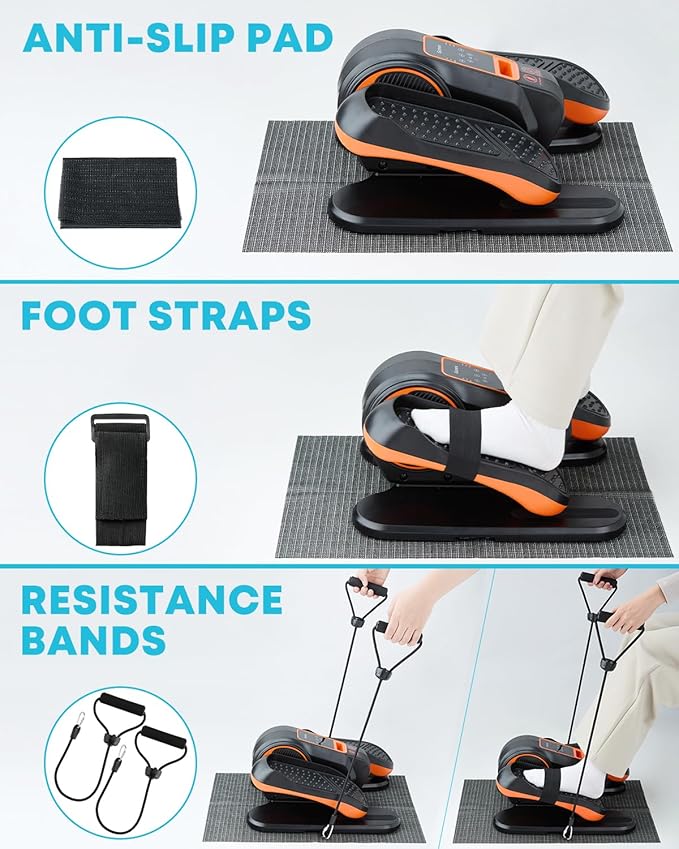 Gonex Under Desk Elliptical Exercise Machine for Seniors, Electric Ellipse Leg Exerciser with Remote, 16 Adjustable Speeds, Manual & 12 Auto Modes, Leg Exerciser While Sitting, Seated Pedal Exerciser