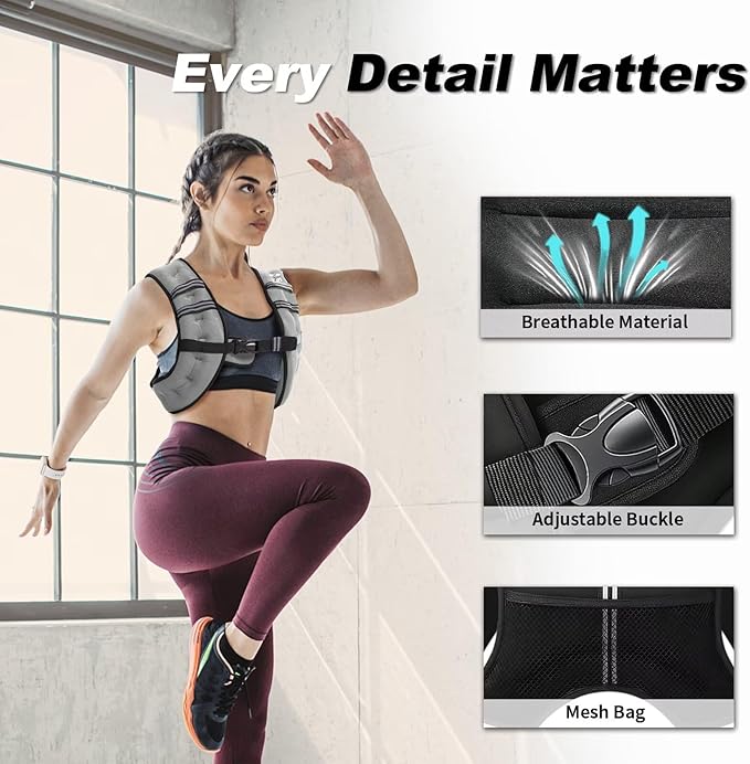 VBSD Weighted Vest Woman 6lb/8lb/12lb/16lb/20lb/25lb/30lb Weight Vest for Women Men Body Weight Vests for Walking Strength Training Running Workout Jogging Fitness