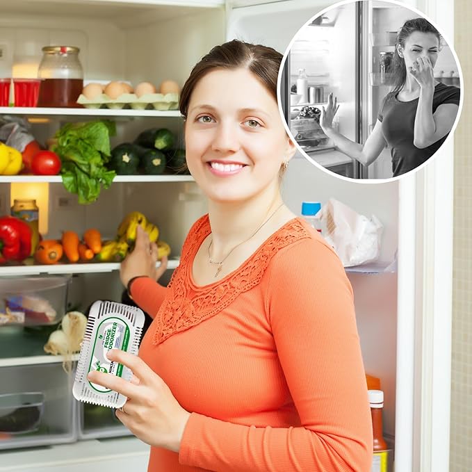 Fridge Ninja Fridge Deodorizer (4 Pack) - More Effective Than Baking Soda - Natural and Unscented Activated Charcoal Refrigerator Deodorizer and Odor Eliminator for Freezers, Coolers, and Lunch Boxes