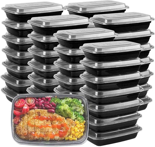 Meal Prep Container, 26 oz [50 Pack]-Single 1 Compartment Food Meal Prep Containers Reusable, BPA Free Extra-thick disposable Food Storage Containers with Lids Microwave Dishwasher Freezer Safe