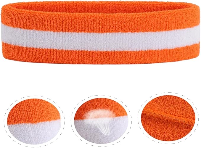 ONUPGO Sweatband Headbands for Men & Women -12PCS Sports Headbands Moisture Wicking Athletic Cotton Terry Cloth Headband for Tennis,Basketball,Football,Gym,Working Out