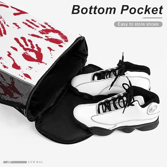 Hand Drawstring Backpack Gym Bag With Shoe Compartment String Bag Sport Beach Swimming Sackpack For Women Men