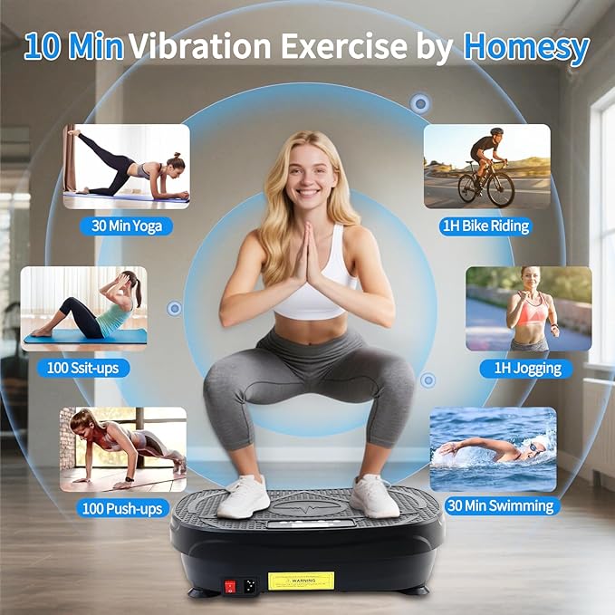 Homesy Vibration Plate Exercise Machine for Whole Body Workout , Weight Loss, and Lymphatic Drainage – Power Vibrate Platform, Shake Plate for Home Fitness and Fat Burning for Women Men