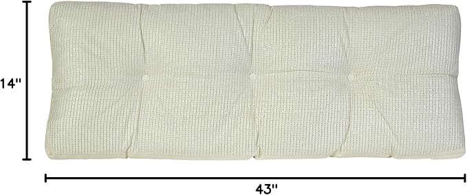 Klear Vu The Gripper Omega Non-Slip Tufted Bench Cushion for Indoor Furniture, Assembled in USA, Entryway Storage, Bay Window, Corner Nook or Piano Seat, 43 Inches, 01 Ivory