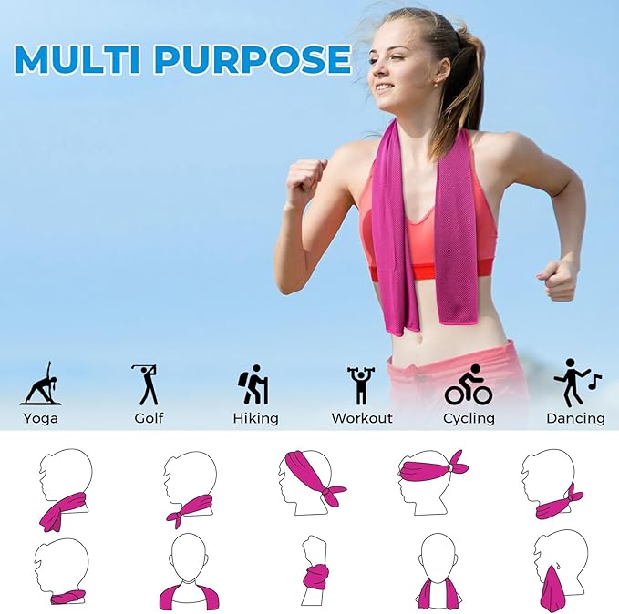 Cooling Towels for Neck and Face, Ice Towel for Hot Weather, Soft Breathable Instant Towel, Cool Rags for Yoga, Golf, Sport, Gym, Workout, Camping, Fitness, Outdoor