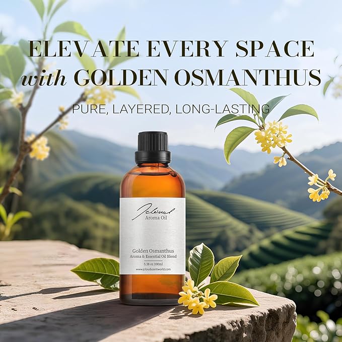 JCLOUD Golden Osmanthus Hotel Diffuser Oil, Luxury Diffuser Oils Scents for Home, Natural Essential Oils for Cold-Air & Ultrasonic Diffuser Aromatherapy, Long Lasting – 3.38 Fl Oz, 100mL