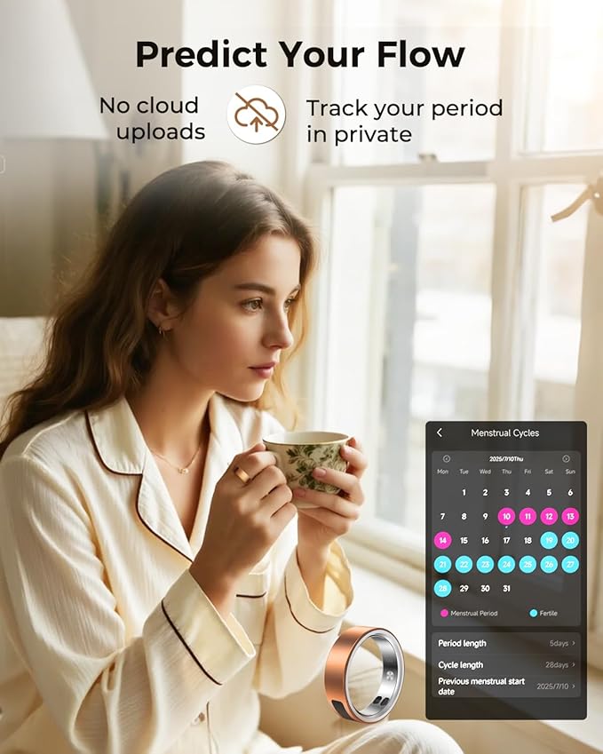 MUNBYN Smart Ring for Women and Men, Fitness Tracker with Sleep Tracking, Heart Rate, Blood Oxygen, Health Reports, Step Counter, 5ATM Waterproof, Compatible with iOS & Android, Rose Gold 10