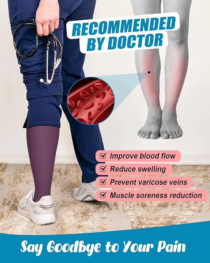 FuelMeFoot 6 Pairs Compression Socks for Women & Men 15-20mmHg Graduated Support Knee High Socks for Nurses, Travel, Athletic