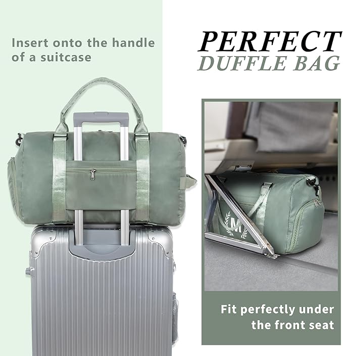 Gym Bag for Women, Personalized Duffle Bag with Shoe Compartment, Sports Bag for Yoga & Dance with Wet Pocket and Mat Strap.