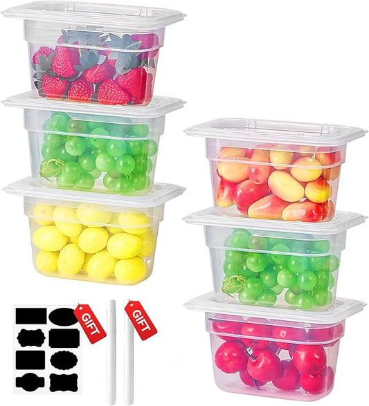 1/9 Size&6 Inch Translucent NSF Food Pan: 9 PCS[Total Seal] [Hot&Cold Resistant] Food Storage Containers with Lids, Topping Salad Bar Container (BPA-FREE)