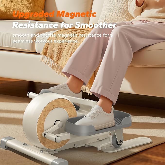 Sitting Under Desk Elliptical Machine, Leg Exerciser While Sitting for Seniors, Seated Pedal Exerciser, Quiet & Portable Pedal Exerciser with 8 Resistance Levels, Work from Home Fitness