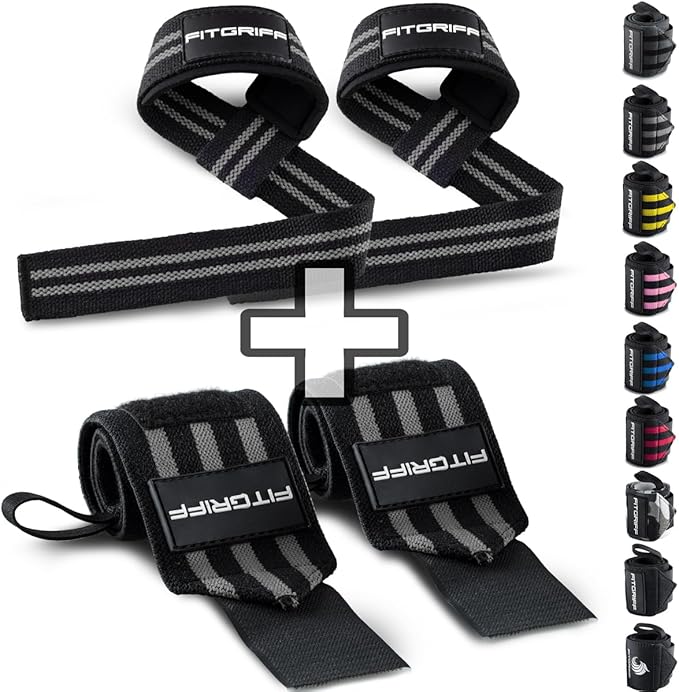 Fitgriff® Lifting Straps & Wrist Wraps (Bundle) Superior Support for Weightlifting & Gym Workouts - for Men and Women