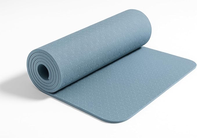 Yoga Mat Extra Thick 6mm Non-Slip Exercise Mat for Women and Men, Eco-Friendly TPE, Lightweight & Durable for Home, Gym, Pilates & Fitness 72" × 24" × 1/4" (~6 mm)