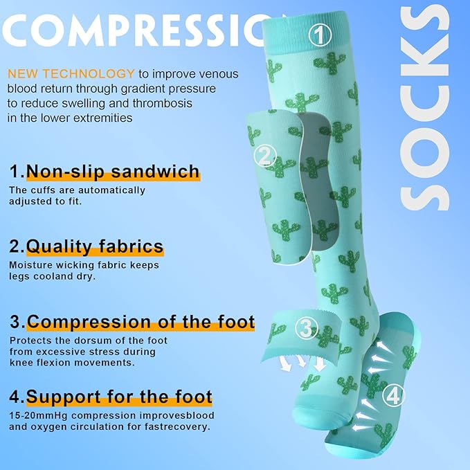 bropite Compression Socks for Women & Men Circulation-Support Knee High Socks 20-30 mmhg-Best for Running,Medical,Nurse,Travel